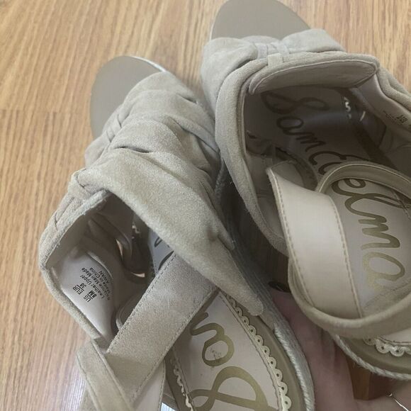 SAM EDELMAN tan Bow leather espadrille slingback wedges size 8 - Picture 5 of 7